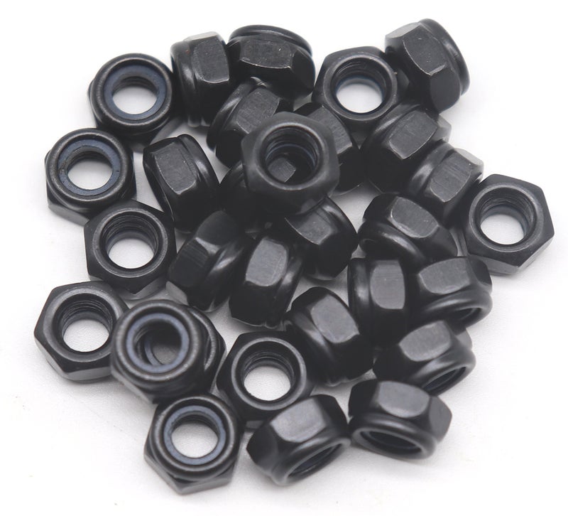 cSeao 60pcs M6-1.0mm Black Zinc Plated Nylock Nylon Inserted Hex Self Lock Nuts(M6) - Image 1